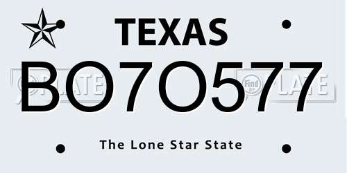 BO7O577 Texas License Plate