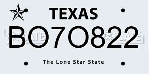 BO7O822 Texas License Plate