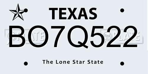 BO7Q522 Texas License Plate