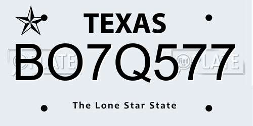 BO7Q577 Texas License Plate