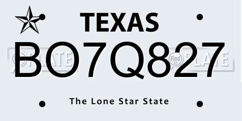 BO7Q827 Texas License Plate