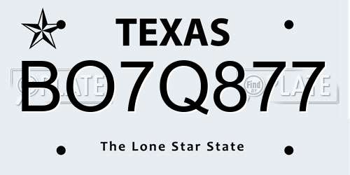 BO7Q877 Texas License Plate