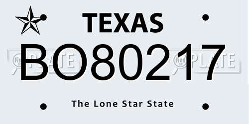 BO80217 Texas License Plate