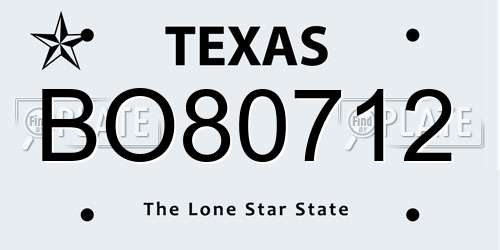 BO80712 Texas License Plate