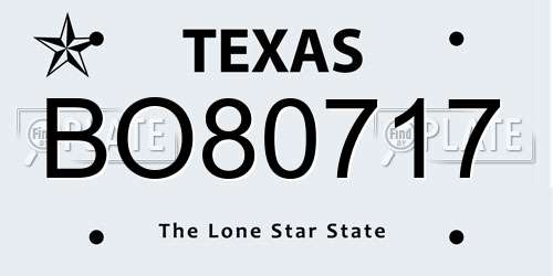 BO80717 Texas License Plate