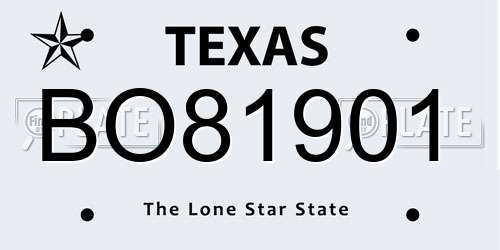 BO81901 Texas License Plate
