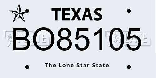 BO85105 Texas License Plate
