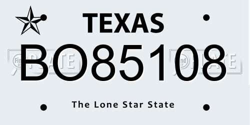 BO85108 Texas License Plate