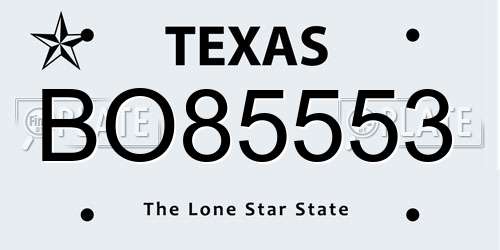 BO85553 Texas License Plate