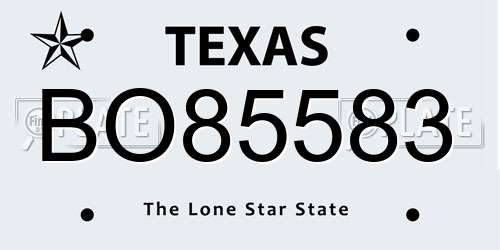 BO85583 Texas License Plate
