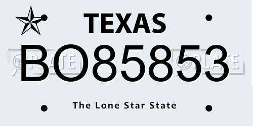 BO85853 Texas License Plate
