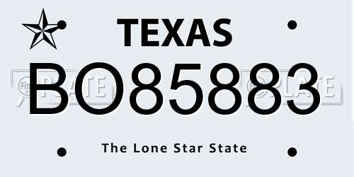 BO85883 Texas License Plate