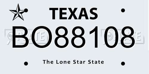 BO88108 Texas License Plate
