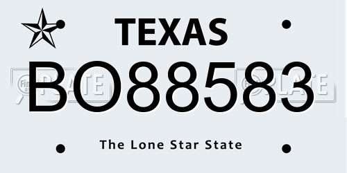 BO88583 Texas License Plate