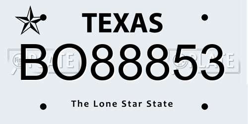 BO88853 Texas License Plate