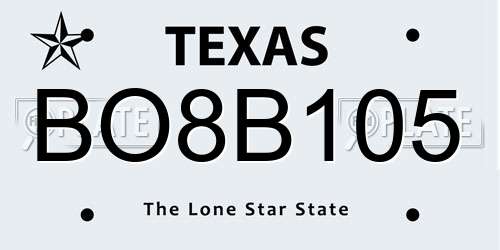 BO8B105 Texas License Plate