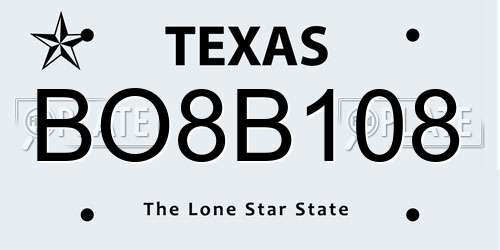 BO8B108 Texas License Plate