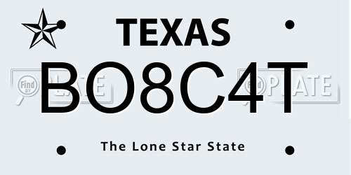 BO8C4T Texas License Plate