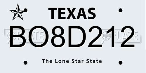BO8D212 Texas License Plate