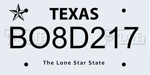 BO8D217 Texas License Plate