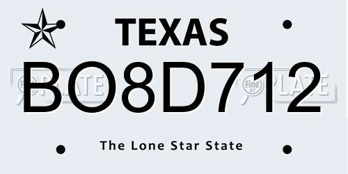 BO8D712 Texas License Plate