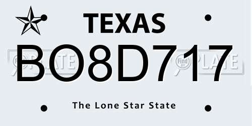 BO8D717 Texas License Plate