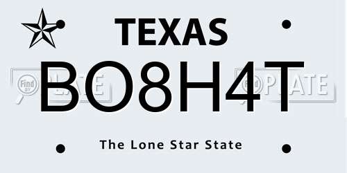 BO8H4T Texas License Plate