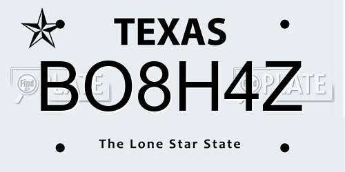 BO8H4Z Texas License Plate