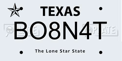 BO8N4T Texas License Plate