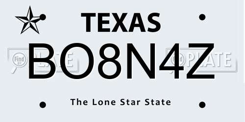 BO8N4Z Texas License Plate
