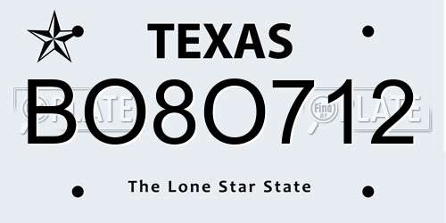 BO8O712 Texas License Plate