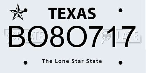 BO8O717 Texas License Plate