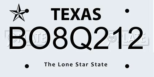 BO8Q212 Texas License Plate