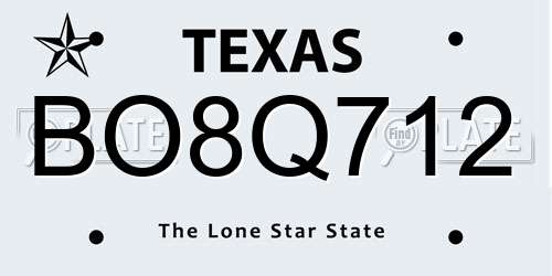 BO8Q712 Texas License Plate