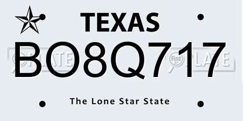 BO8Q717 Texas License Plate
