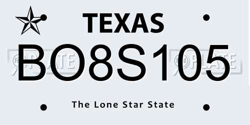 BO8S105 Texas License Plate