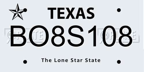 BO8S108 Texas License Plate