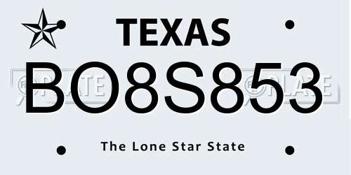 BO8S853 Texas License Plate