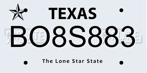 BO8S883 Texas License Plate