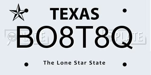 BO8T8Q Texas License Plate