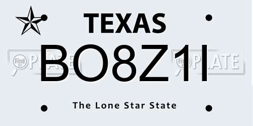 BO8Z1I Texas License Plate