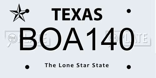 BOA140 Texas License Plate