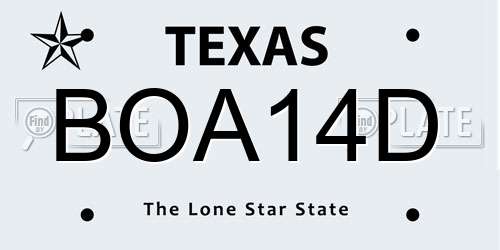 BOA14D Texas License Plate