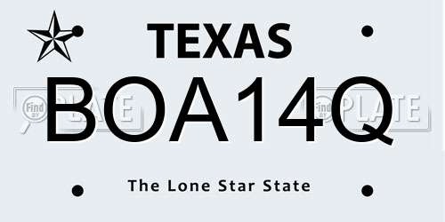 BOA14Q Texas License Plate