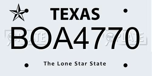 BOA4770 Texas License Plate