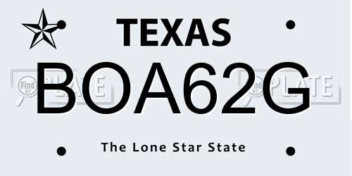 BOA62G Texas License Plate