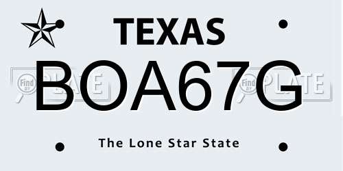 BOA67G Texas License Plate