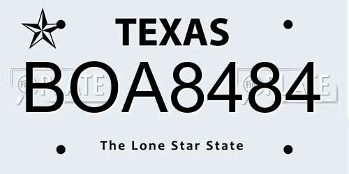 BOA8484 Texas License Plate