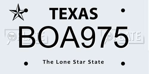 BOA975 Texas License Plate