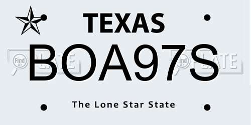 BOA97S Texas License Plate